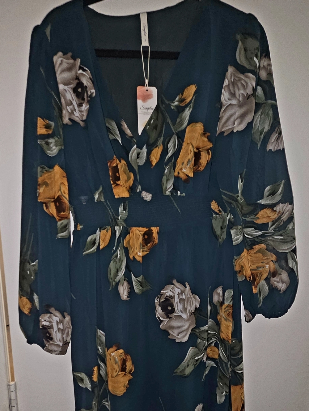 Simplee Women Maxi Dress  Boho Dress Empire Waist Chiffon Midi Dress Size Large